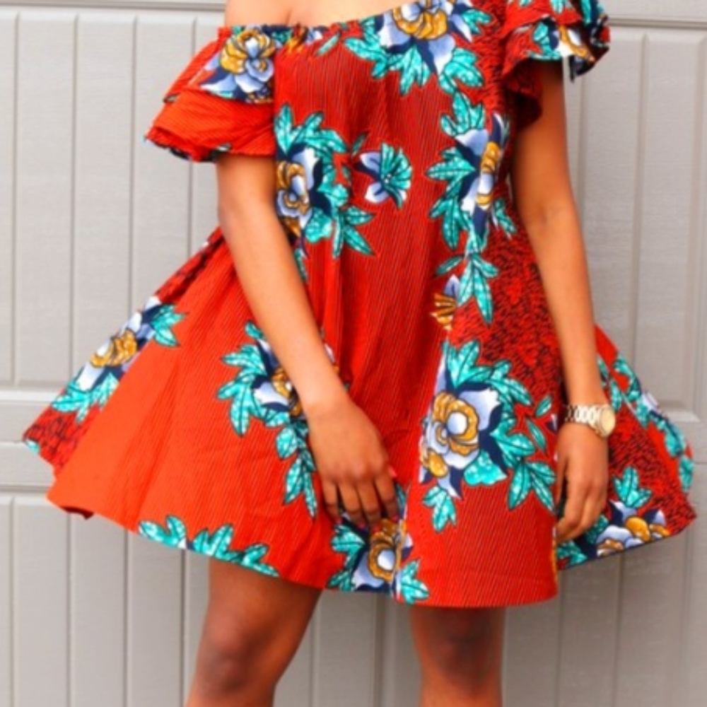 Ankara Baby Doll Mini Dress NEW M/L